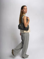 Sleek Distressed Leather Carry Noirvere