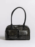 Sleek Distressed Leather Carry Noirvere